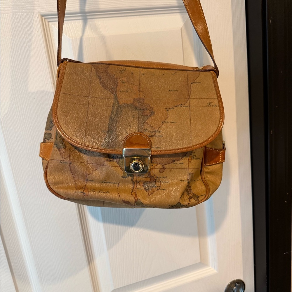 Alviero Martini Tan Map Print Bag